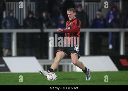 Ben Williams aus Morecambe während des Spiels der Enterprise National League zwischen Hartlepool United und Morecambe im Victoria Park, Hartlepool am Dienstag, den 4. November 2025. (Foto: Mark Fletcher | MI News) Credit: MI News & Sport /Alamy Live News Stockfoto