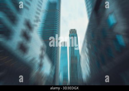 Verschwommene Radiallinien städtischer Architektur auf Peking, China Stockfoto