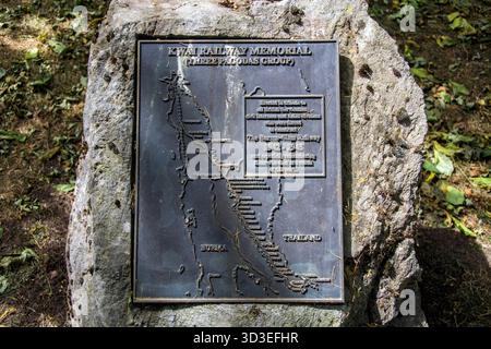 Das Burma Siam Railway Memorial besteht aus 30 Metern Gleis und Schwellen, die von der ursprünglichen Eisenbahn entfernt sind Stockfoto