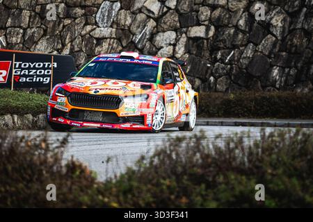 32 Osamu FUKUNAGA, Misako SAIDA, Skoda Fabia RS Rally2, Aktion während der Rallye 2025, Japan. , . WRC World Rallye Car Championship, vom 6. Bis 9. November 2025 in Toyota, Aichi, Japan - Foto Nikos Katikis/DPPI Credit: DPPI Media/Alamy Live News Stockfoto