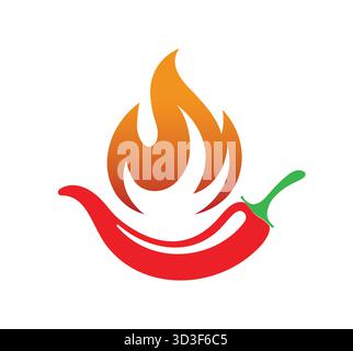 Kreative Pfeffer Und Flamme Logo Spicy Chili Vektor Symbol Design Icon Illustration Stock Vektor
