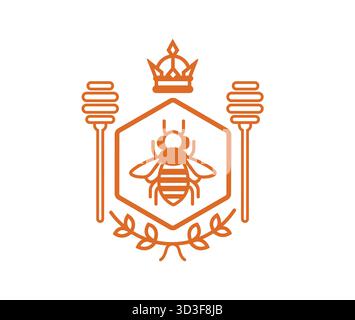 Creative Queen Bee Royal Hexagon Hive Shape Logo Vektor Stock Vektor