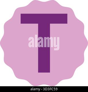 T Alphabet Letter Vektor isoliert auf weißem Hintergrund. Ideal für Lehrmaterialien, alphabetische Karteikarten, kreative Typografie und Logokonzepte. Stock Vektor