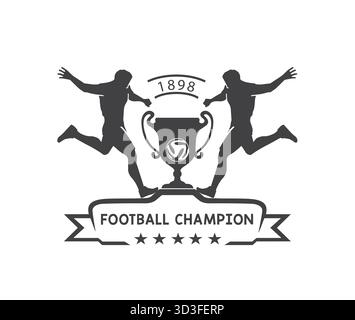 Zwei Fußballspieler Logo Fußball Trophäe Vektor Symbol Design Icon Illustration Stock Vektor
