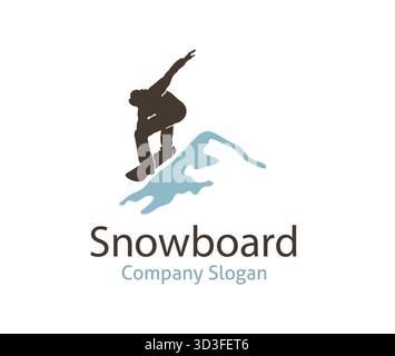 Snowboardmänner springen auf Hügel Logo Vektor Design Illustration Stock Vektor