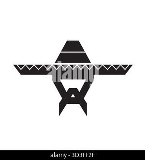 Kreativer Mexikanischer Sombrero Schnurrbart Kopf Traditioneller Logo Vektor Stock Vektor