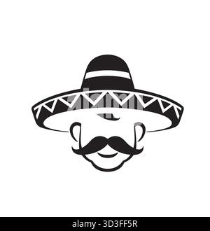 Kreatives Mexikanisches Sombrero Schnurrbart-Design Mit Traditionellem Logo Stock Vektor