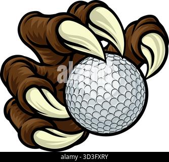 Golf Ball Claw Cartoon Monster Animal Hand Stock Vektor
