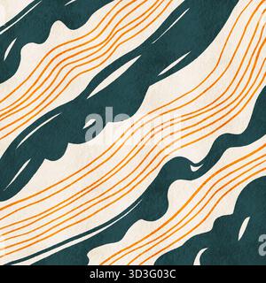 Abstraktes geometrisches Muster mit fließenden Linien in dunklen und hellen Tönen. Das Design schafft eine dynamische und moderne Ästhetik, ideal für zeitgenössische Stockfoto