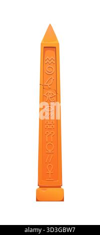 Ägyptischer Obelisk mit eingravierten Hieroglyphen und gerissenem Mittelteil. Isolierter Vektor altes Ägypten Abenteuer Spiel Icon Asset, Vintage Symbol, Schatz. Historisches Denkmal, archäologisches Wahrzeichen Stock Vektor