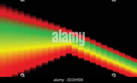 Abstrakter Hintergrund: Grüne, rote und gelbe Lichtreflexion mit fließender Welle Stock Vektor