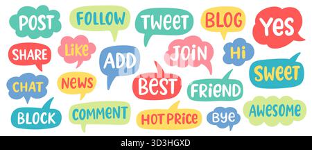 Chat Bubbles Social Media Message Speech Clouds Stock Vektor