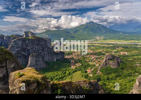 Blick auf die Stadt Kalambaka, Griechenland Stockfoto
