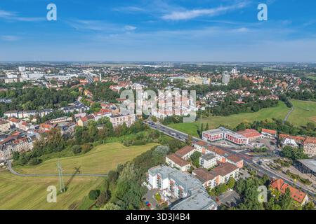 Die mittelfränkische Stadt Fürth von oben, Blick auf die Bezirke rund um das Rednitztal Stockfoto