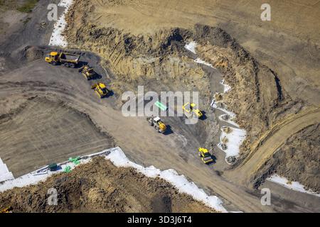 Luftaufnahme, Baustelle, Deponie Eichenallee, Firma Hermann Nottenkaemper OHG Tongrube im Gartroper Busche, Huenxe, Nordrhein-Westfalen, GE Stockfoto