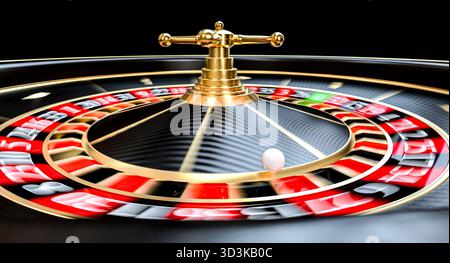 Roulette-Rad dreht sich in einem Casino 3d Stockfoto