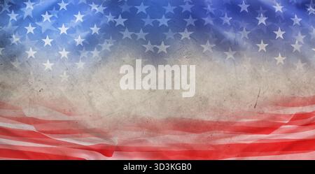 Amerikanische Flagge auf grauem Hintergrund Stockfoto