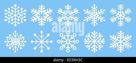 Set Vektor Schneeflocken, Doodle Winter Icon Kollektion. Lineares Schneesymbol. Design-Elemente verpacken Stock Vektor