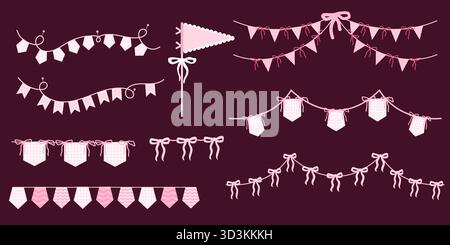 Skurrile pinkfarbene Wimpelgirlande Stock Vektor