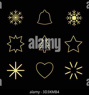 Goldene Glyphen Feiertagssymbolraster Stock Vektor