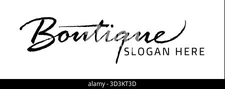 Elegantes Boutique-Logo-Design mit handgeschriebenem Vektortext für stilvolle Markenidentitätsgeschäfte und Business Stock Vektor