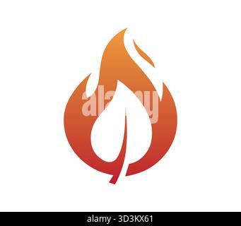 Kreative Flammenblatt-Logo Feuer- und Zweigvektor Waldfeuer-Symbol-Illustration Stock Vektor