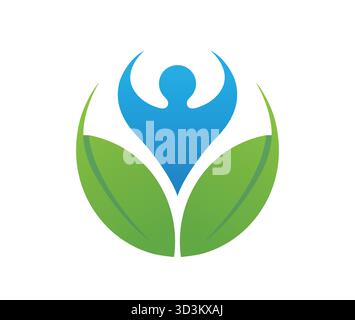 Abstrakte Blätter Und Menschliches Körper Logo Vektor Design Symbol Stock Vektor