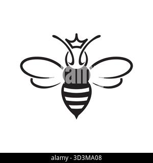 Creative Bee Queen Logo BEE mit Kronenvektorsymbol Stock Vektor