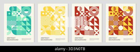 Geometrisches abstraktes nahtloses Muster, geometrischer Hintergrund mit bunten Formen und Textur. Stockfoto