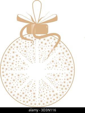 Weihnachtskugel goldenes Ornament mit Schneeflocken innerhalb der Vektor-Illustration Stock Vektor