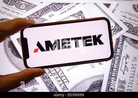 Polen. September 2025. In dieser Abbildung wird das Firmenlogo von Ametek auf einem Smartphone-Bildschirm angezeigt. (Credit Image: © Piotr SWAT/SOPA Images via ZUMA Press Wire) NUR REDAKTIONELLE VERWENDUNG! Nicht für kommerzielle ZWECKE! Stockfoto