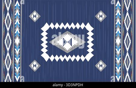 Nahtloses Muster des Navajo-Stammes. Indianische Ornamente. Einrichtung im ethnischen Südweststil. Boho-geometrische Ornamente. Nahtloses Vektormuster. Stockfoto