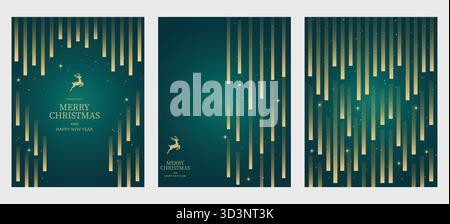 Frohe Weihnachten set gold Blumen-Designs mit glücklich Zitate und Dekoration. Sammlung von Etiketten, Karten, Banner für Urlaub am Meer Stock Vektor