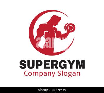 Kreative Bodybuilder Bizeps Logo Kreis Vektor Symbol Design Illustration Stock Vektor