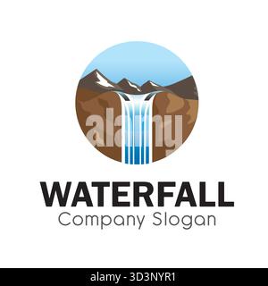 Nature's Flow Cascade Waterfall Logo Stock Vektor