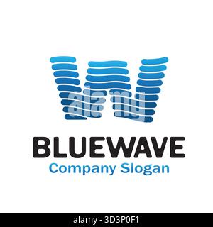 Kreativer blauer Buchstabe mit Logo geschmeidig Alphabet Form Vektor Design Aqua Symbol Symbol Symbol Stock Vektor