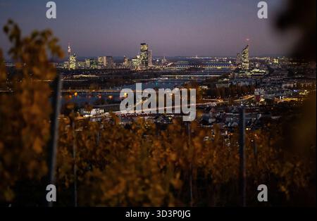 THEMENBILD - Illustration zu den Themen Wien/Tourismus/Herbst/Wetter/Donauturm/Donauplateau/Donau-Stadt. Im Bild: Blick auf das Donauplateau mit dem Donauturm in Wien, Österreich, am Mittwoch, 5. November 2025. Fotografiert vom Weinberg - 20251105 PD17052 Credit: APA-PictureDesk/Alamy Live News Stockfoto