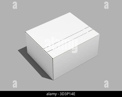 Geschlossene Umweltfreundliche Kraftkarton-Geschenkbox Mockup Isometrische Hochwinkel-Ansicht Stockfoto