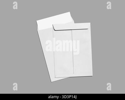 Zwei C4-Umschläge Modell überlappende Eckansicht Kraftpapier und Schwarz Stockfoto