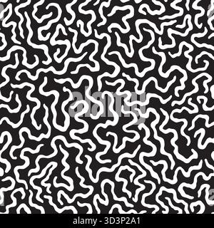 Abstrakte Doodle-Linien, nahtloses Muster. Vektorabbildung Hintergrund mit flachem Design. Stock Vektor