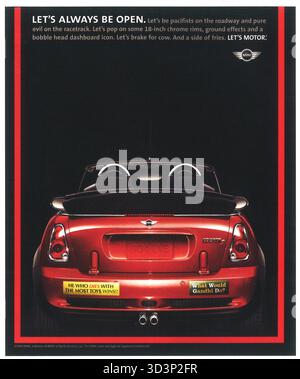 2005 MINI Cooper Cabriolet. „Let's always be Open...Let's Motor“ Stockfoto
