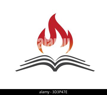 Offenes Buch und Flame Logo Vektor Design Symbol Stock Vektor