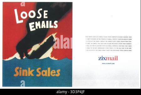 2000 eine Parodie auf das berühmte Propagandaplakat „Loose Lips Sink Ships“ aus dem Zweiten Weltkrieg Stockfoto