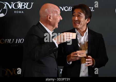 Neuigkeiten - Eröffnung des Nobu Hotels in Rom Trevor Horwell und Hiro Tahara nehmen am 6. November 2025 an der Eröffnung des Nobu Hotels im Nobu Hotel Rome in Rom, Italien Rom Nobu Hotel Italien Teil Copyright: XDomenicoxCippitellix/xLiveMediax LPN 2126195 Stockfoto