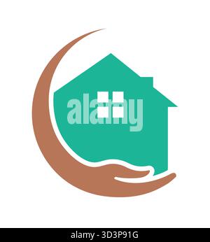 Hauspflege Logo Vektor Design Hand halten Home Symbol Stock Vektor