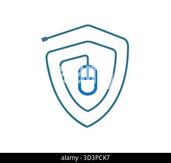 Network Guard-Mauskabel in einer Vorlage für ein Shield-Symbol-Logo Stock Vektor