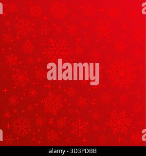 Weihnachtshintergrund, Schneeflocken und Sterne auf rotem Hintergrund, Feiertagsmuster Stock Vektor