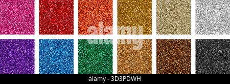Glitzer-Set, bunte Glitzer-Textur-Kollektion, Vektor-Glitzer-Muster Stock Vektor