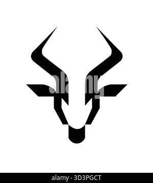 Geometrischer brauner Stier oder Kuhkopf Hörner Line Art Vektor Logo Icon Design Stock Vektor