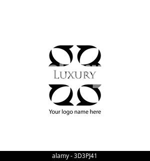 Elegantes, minimalistisches Luxuslogo mit goldener Typografie auf schwarzem Hintergrund, moderner Serifenschrift, elegantes, zeitloses Design, perfekt für High-End-Mode, Stock Vektor